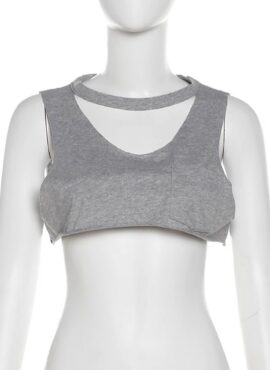 Grey Chest Cut-Out Crop Top | Jennie - BlackPink