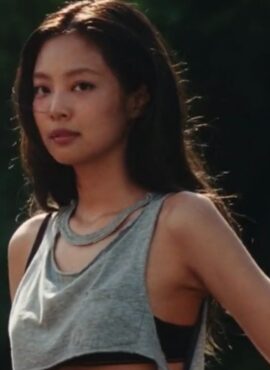 Grey Chest Cut-Out Crop Top | Jennie - BlackPink