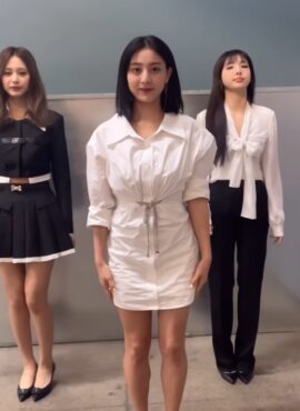 White Tie-Waist Shirt Dress | Jihyo – Twice