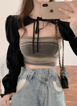 Beige Mesh Tube Crop Top | Soojin - (G)I-DLE