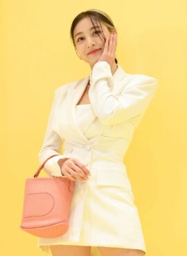 White Waist Cut-Out  Suit Dress | Jihyo – Twice