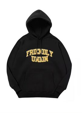 Black ‘Friendly Union’ Print Hoodie | Seungmin - Stray Kids