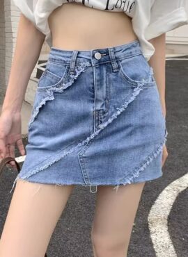 Blue Tattered Slant Lines Skorts | Rose - BlackPink