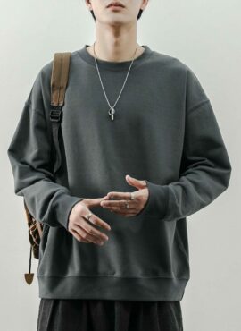 Grey Crew Neck Sweatshirt | Changbin - Stray Kids