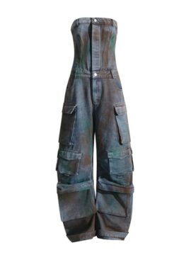 Green Dyed Denim Overall Jumpsuit | Jihyo - Twice