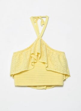 Yellow Layered Halter Top | Sakura - Le Sserafim