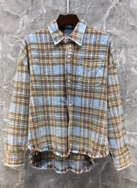 Blue Plaid Raw Hem Shirt | Suga - BTS