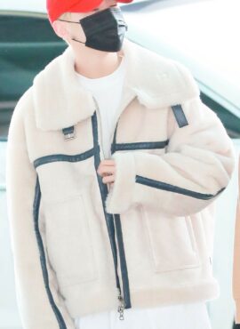 Beige Winter Jacket With Brown Outlines | Hoshi - Seventeen