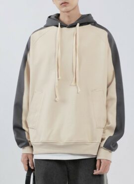 Beige Contrasting Hoodie With Front Pocket | Hueningkai - TXT