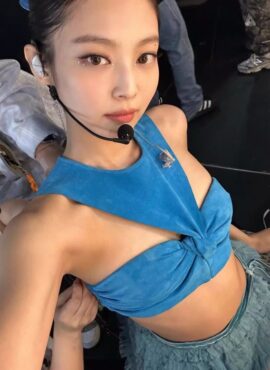 Blue Bustier Halter Crop Top | Jennie - BlackPink