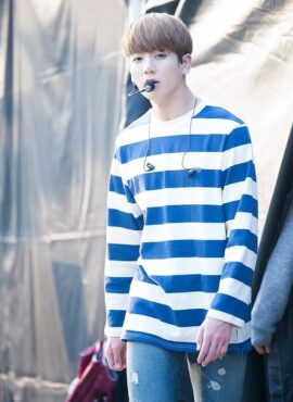 White And Blue Striped Long Sleeve T-Shirt | Jungkook - BTS