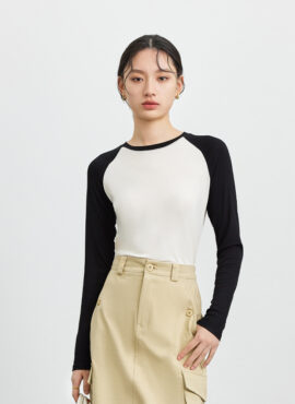 White Contrasting Long Sleeve Top | Minji - NewJeans