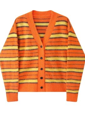 Orange Stripes V-Neck Cardigan | Lee Hong Jo - Destined To Be With You