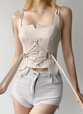 White Buckled Corset Top | Hinata - XG