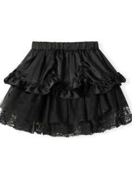 Black Ruffled Tulle Mini Skirt | Wonyoung - IVE